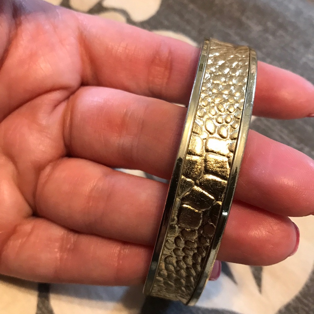 Gold Snakeskin Python Metallic Crinkle Bangle - image 2